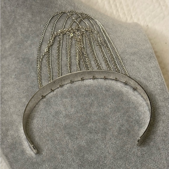 Vintage Silver Tone Draped Chains Cuff Choker - Picture 3 of 5